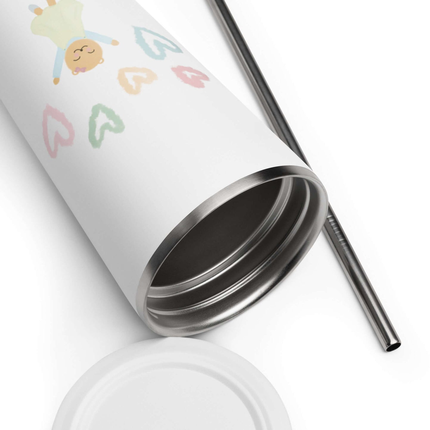 Insulated tumbler with a straw