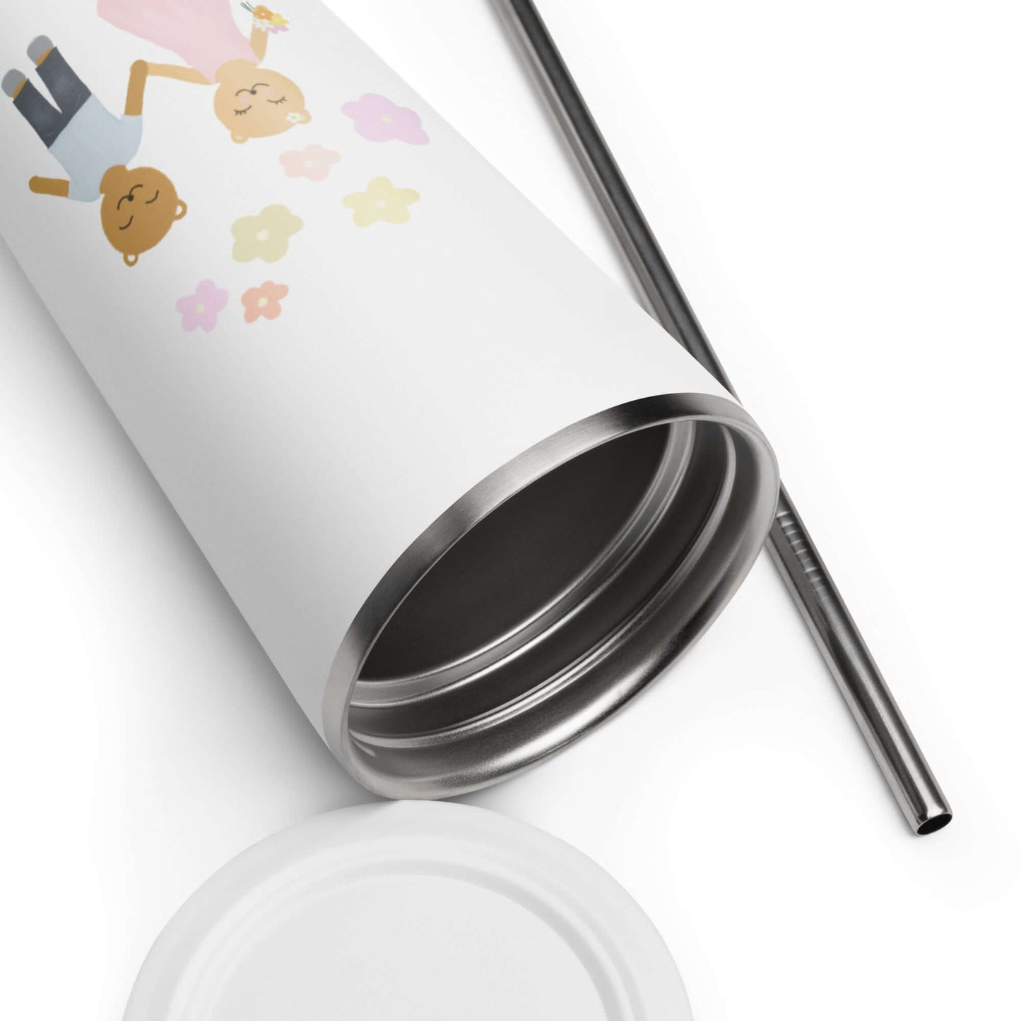 Insulated tumbler with a straw