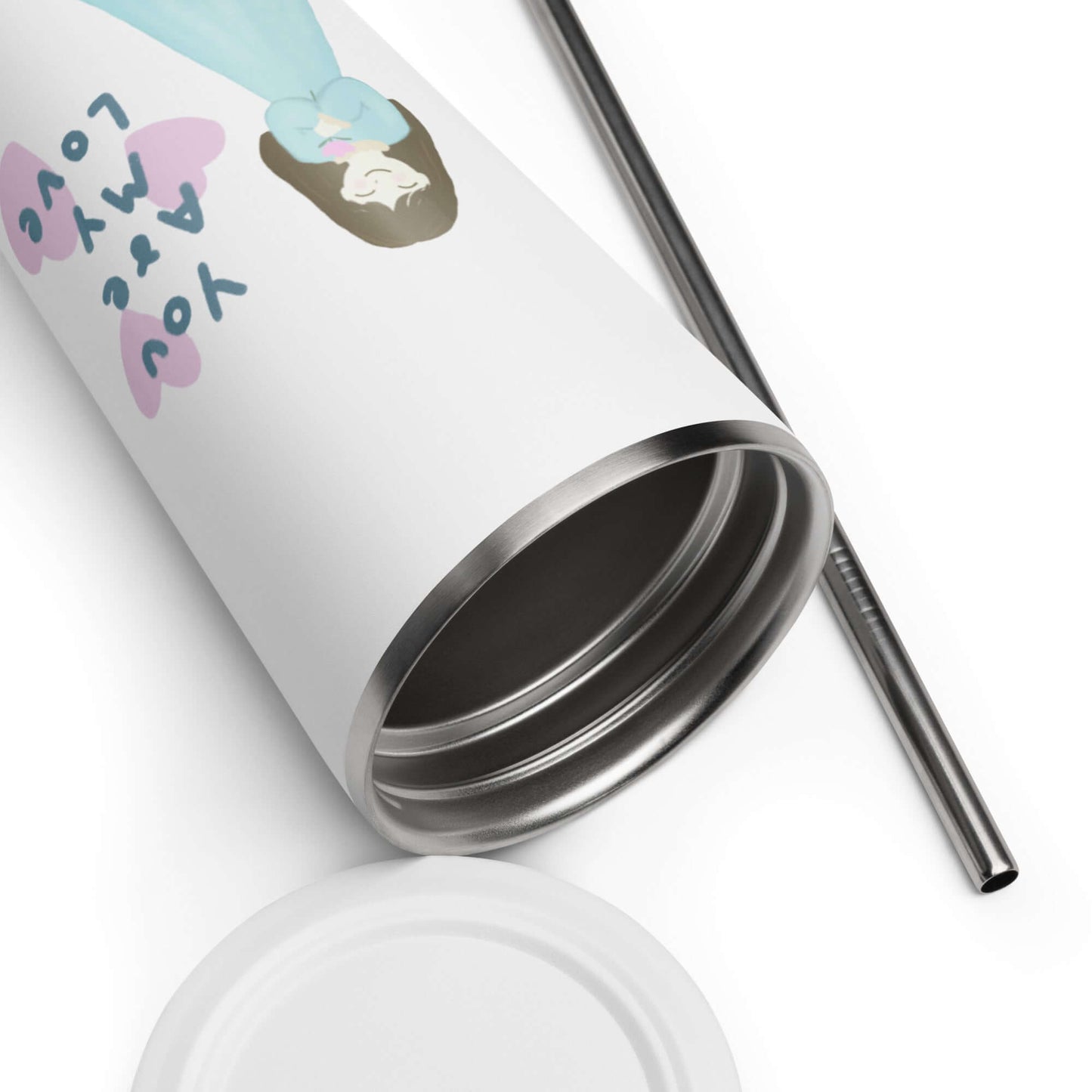 Insulated tumbler with a straw (You Are My Love)