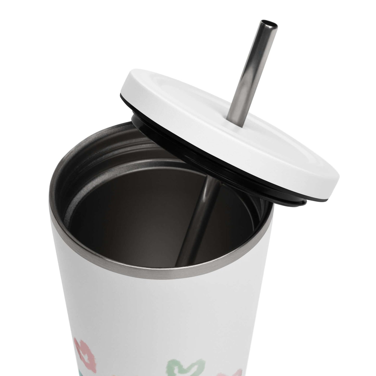 Insulated tumbler with a straw