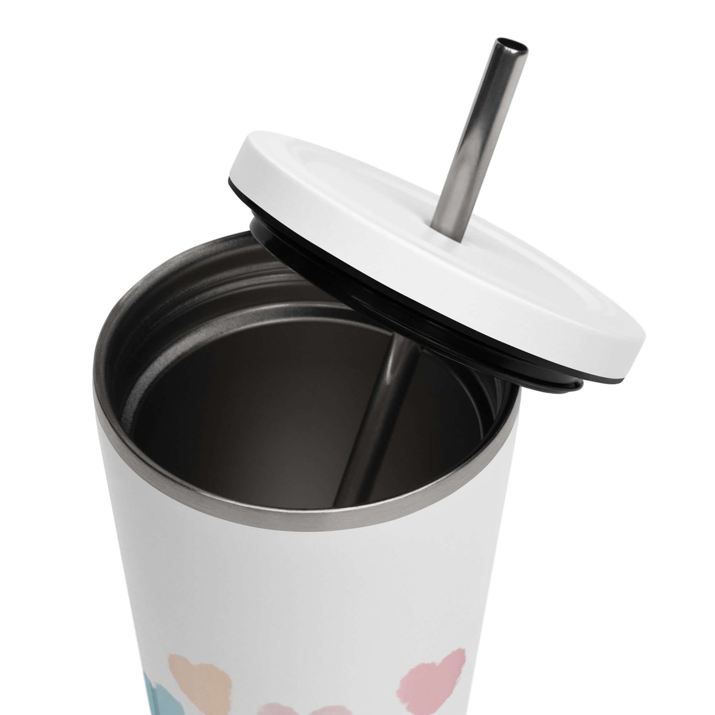 Insulated tumbler with a straw