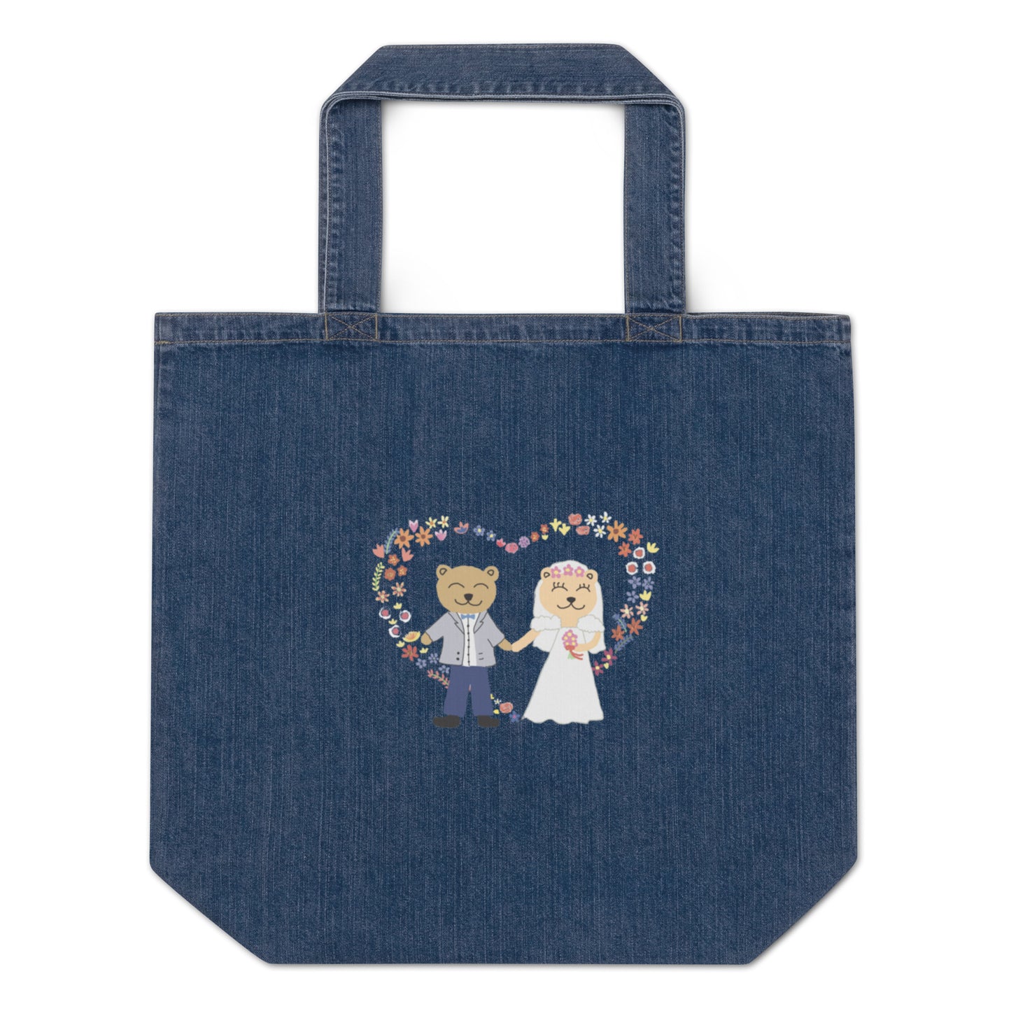 Organic denim tote bag