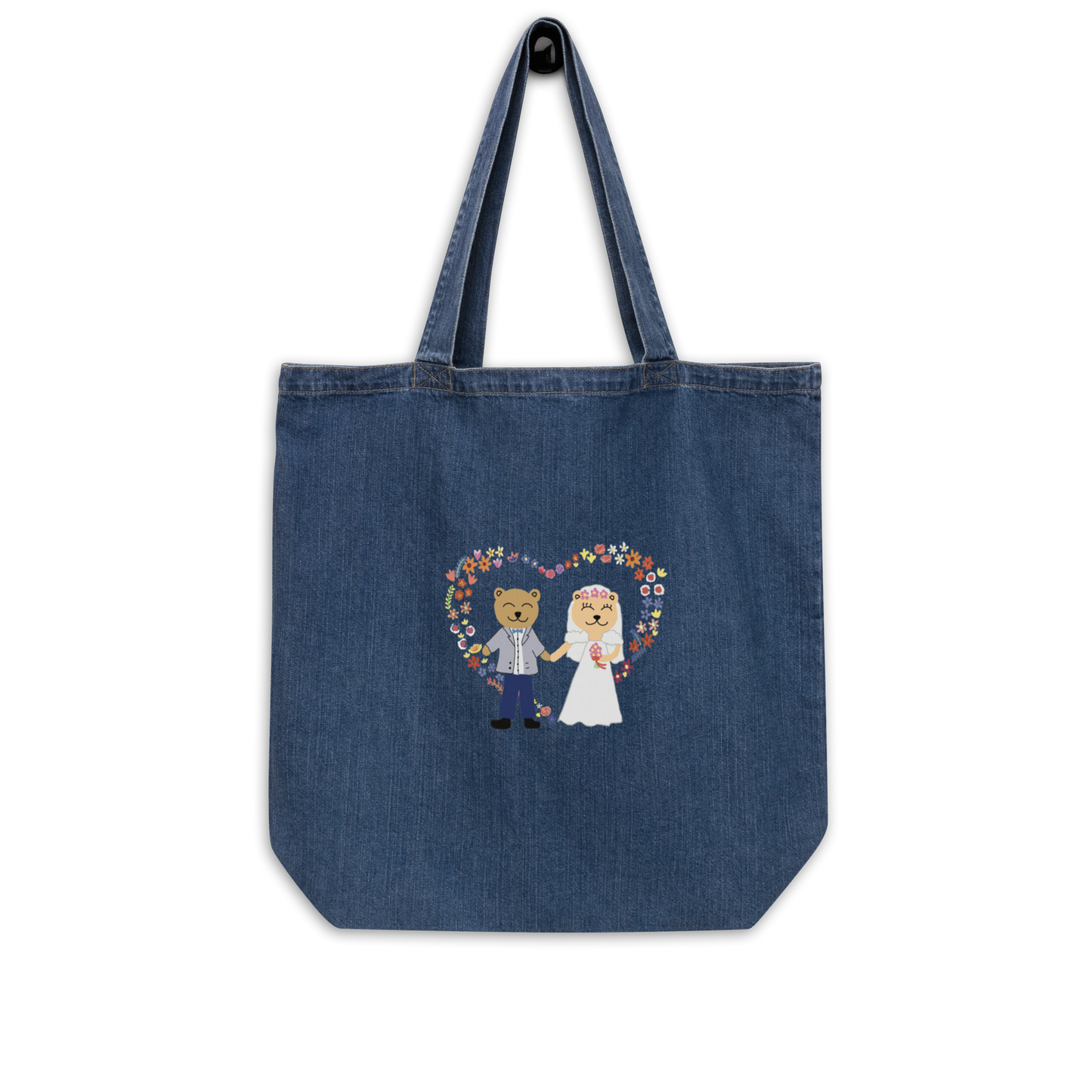 Organic denim tote bag