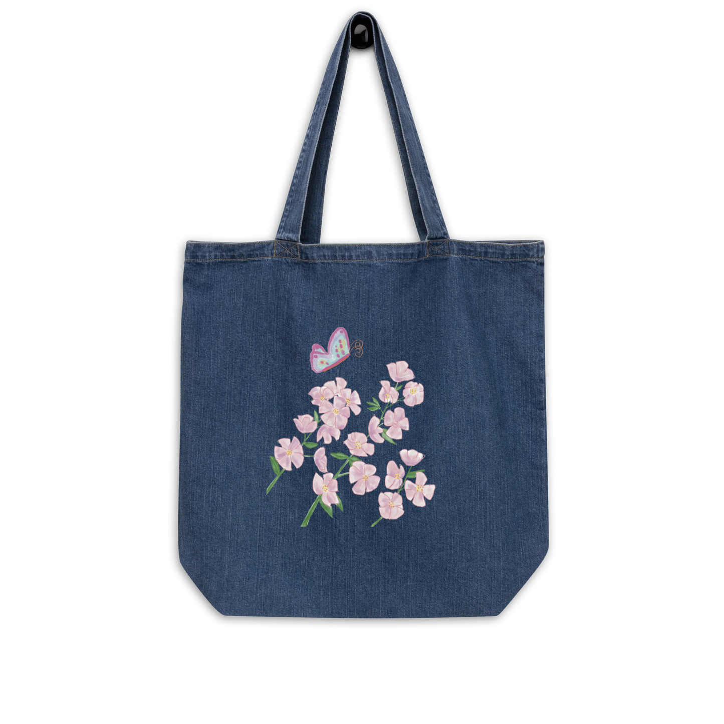 Organic denim tote bag