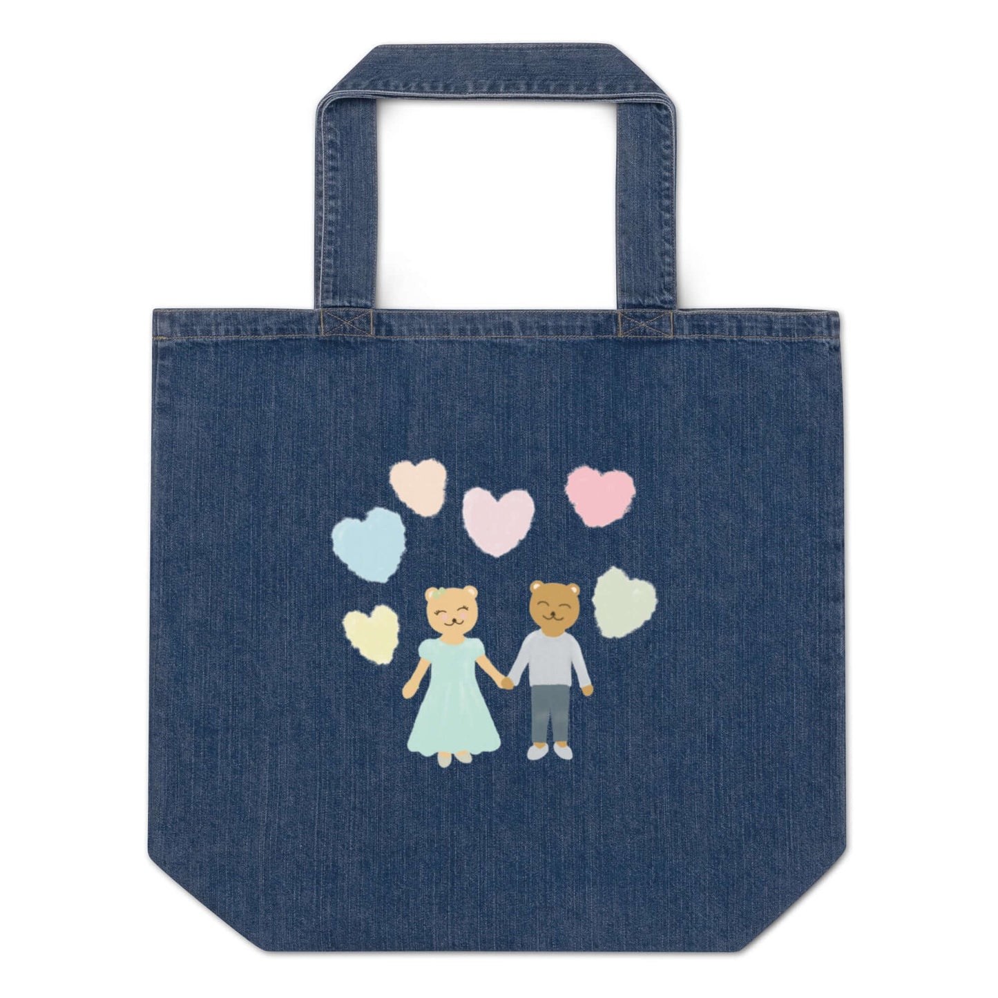 Organic denim tote bag