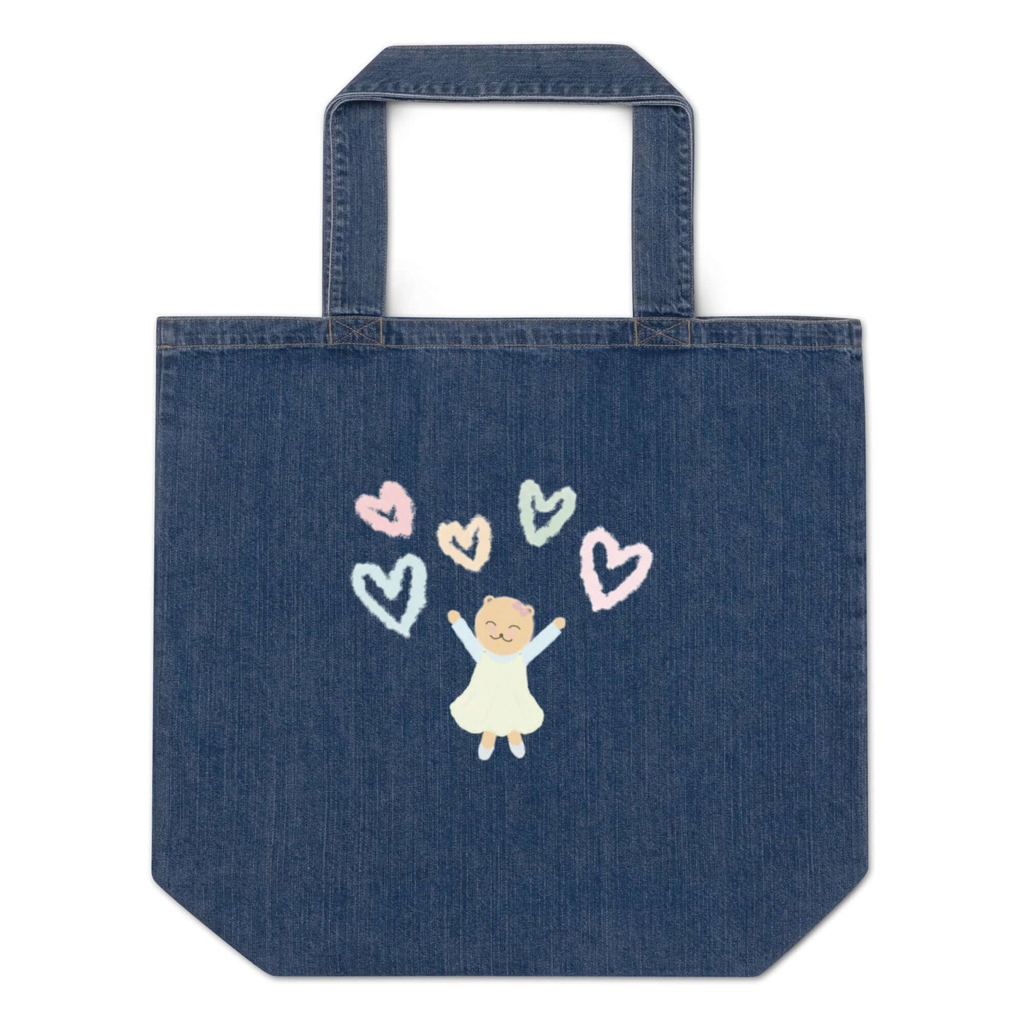 Organic denim tote bag