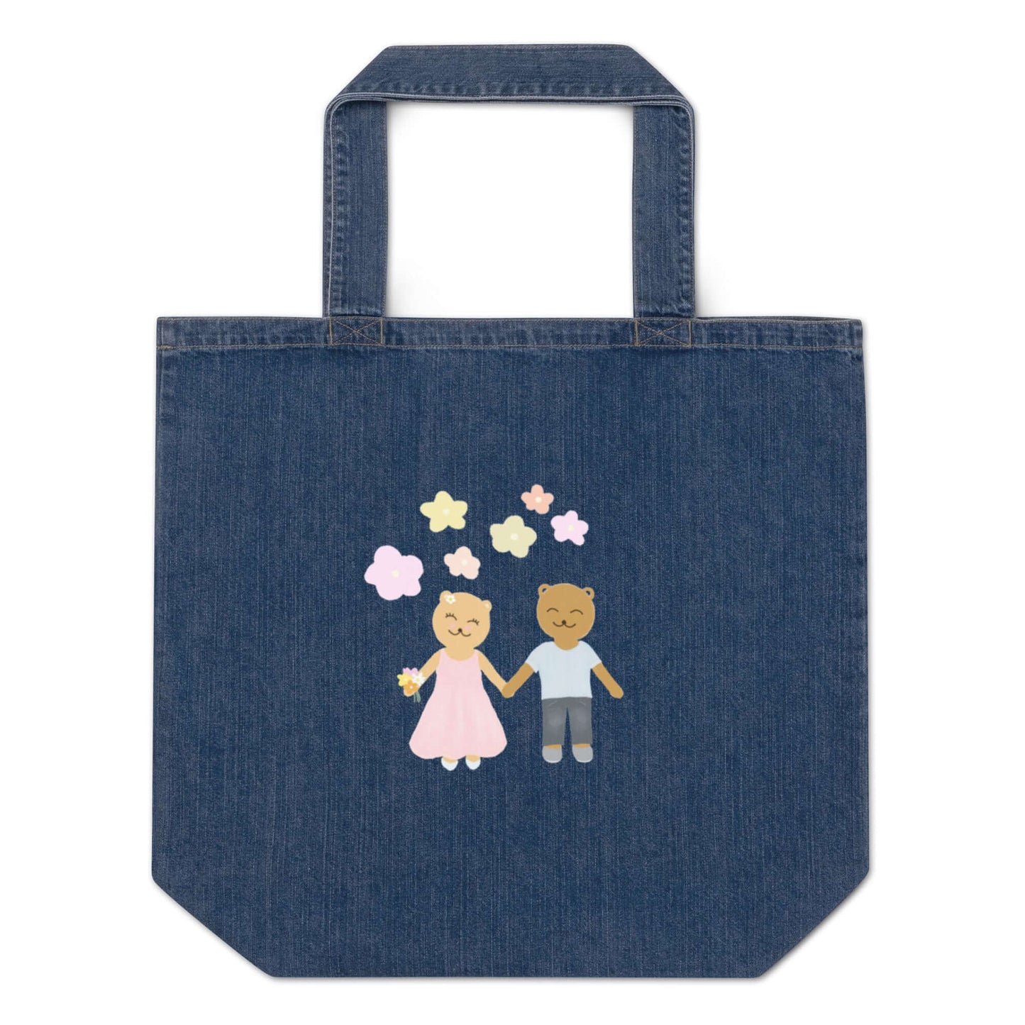 Organic denim tote bag