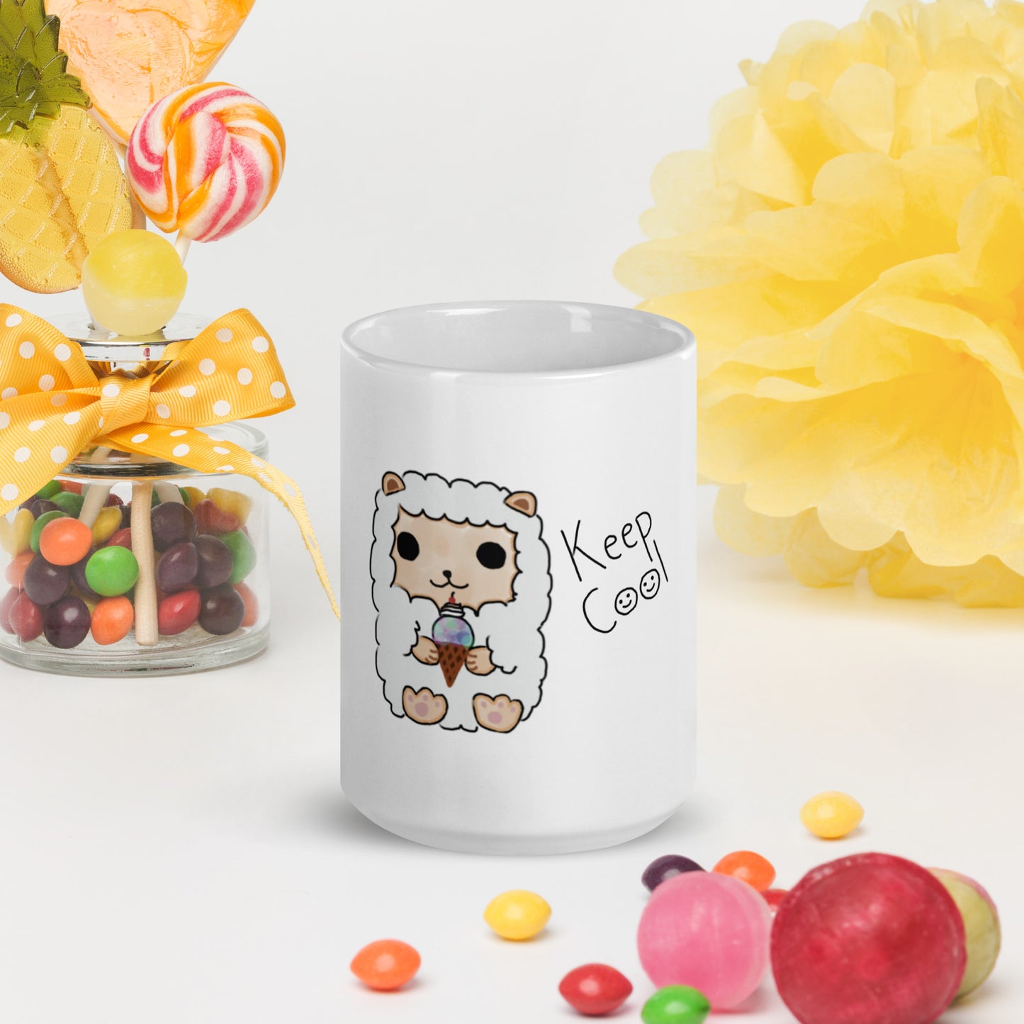 White glossy mug